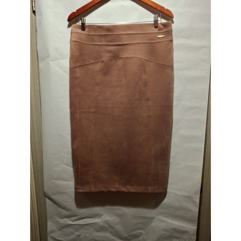 Marc New York Women’s Skirt Faux Suede Brown Career Business Midi Soft Sz M